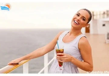 a girle drinking juice on cruise